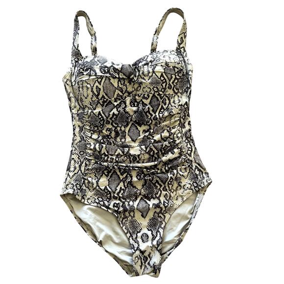 Nip Tuck Swim Snakeskin Tummy Control Shaping One Piece Swimsuit Size 4 - Picture 4 of 11